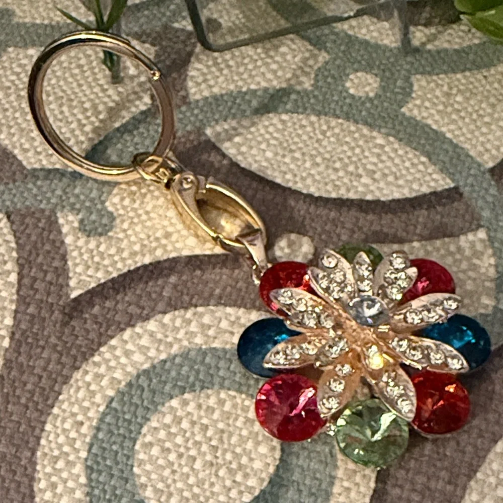 multicolor crystal flower accessory keychain